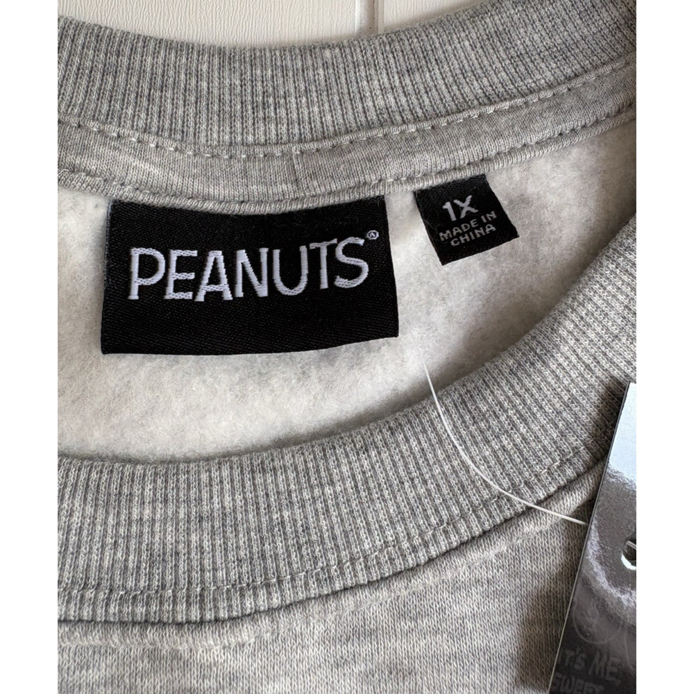 NWT Peanuts Charlie Brown Snoopy Gray Graphic Crewneck Sweatshirt Plus Size 1X - Picture 3 of 9